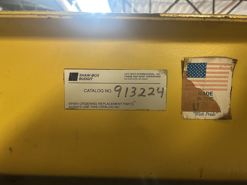 Shaw-Box 36′ x 68′ 3 Ton Top Running Single Girder Bridge Crane