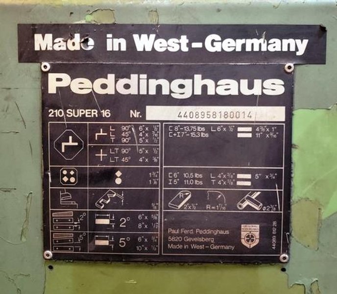 Peddinghaus 210 Super 16, 88 Ton Mechanical Iron Worker, '80