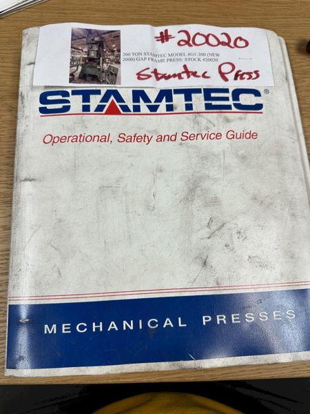 200 TON STAMTEC MODEL #G1-200 (NEW 2000) GAP FRAME PRESS, 7.87" STROKE: STOCK #20020
