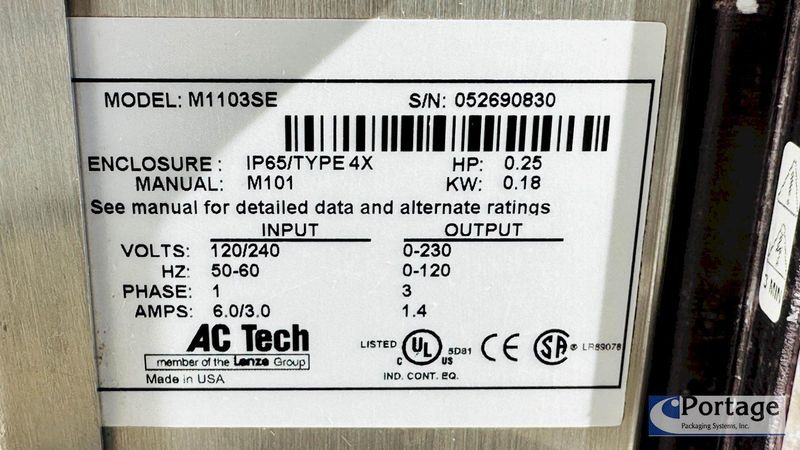 Dorner 7200 Series Sanitary  S.S. Conveyor  |  6” x 72" Up Conveyor with VFD Control