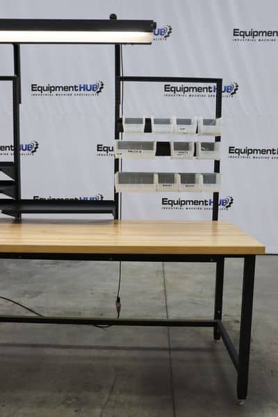Butcher Block  96″ x 36″ Wood Top Desk w/ Overhead Light