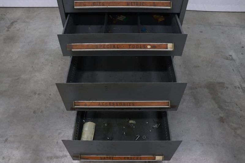 9-Drawer Industrial Storage Cabinet, Stanley Vidmar Style, 30″ W x 27-3/4″ D x 59″ H