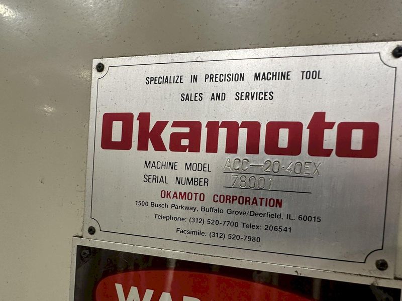 20" X 40" OKAMOTO MODEL #ACC-20-40EX CNC HORIZONTAL SURFACE GRINDER: STOCK #20991
