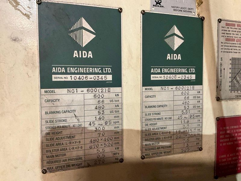 66 TON AIDA GAP PRESS