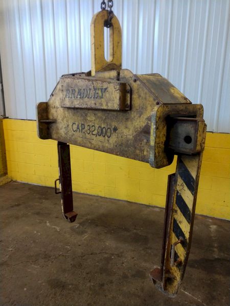 32,000 LB 16 TON X 20" TO 74" X 72" OD BRADLEY CRANE MOTORIZED COIL GRAB: STOCK 13231