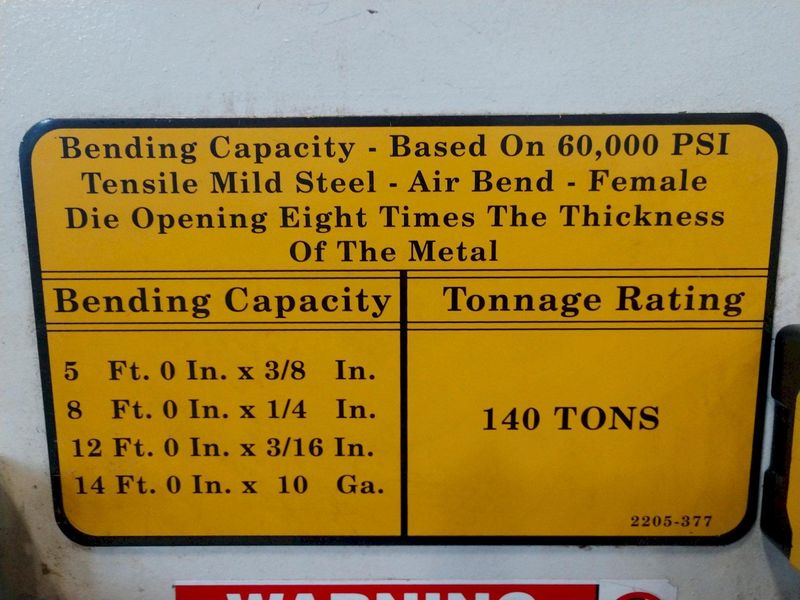 140 TON X 10' WYSONG MODEL #THS140-120 "HIGH SPEED" HYDRAULIC PRESS BRAKE: STOCK #13918