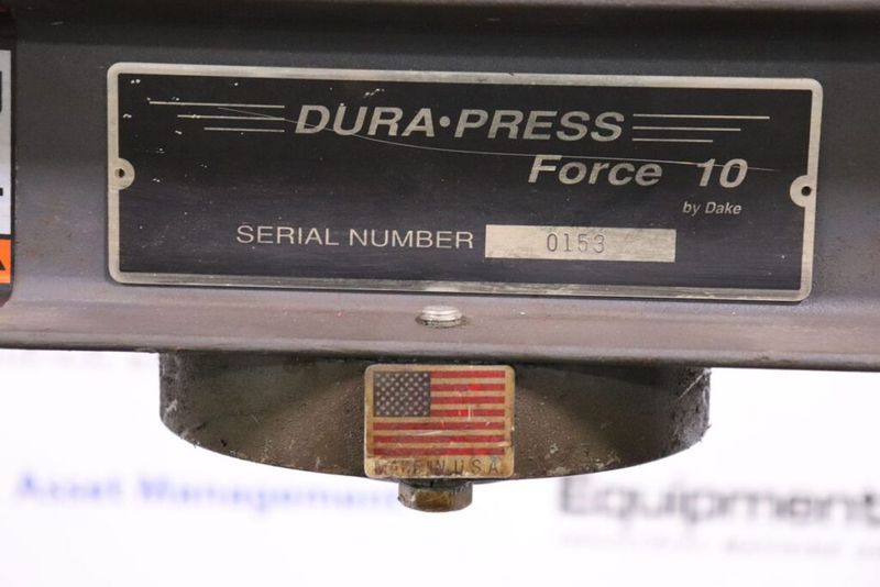 Dake Dura Press Force 10 Ton Electrically Operated Hydraulic Powered Press