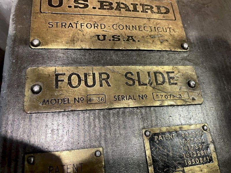 1/4" X 36" US BAIRD MODEL #4-36 FOUR SLIDE WIRE FORMING MACHINE: STOCK #15697