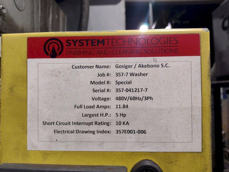 SYSTEM TECHNOLOGIES MODEL #CMI-123-480 CLEAN MACHINE HIGH PRESSURE STAINLESS STEEL PARTS WASHER: