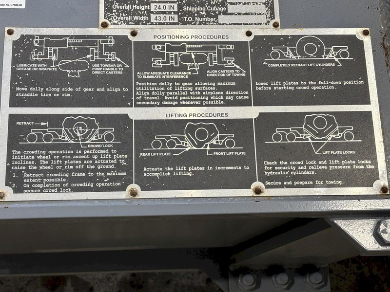 AIRCRAFT PLANE DISABLED WHEEL DOLLY SYSTEM BY CHAMPS INDUSTRIES: STOCK #21970