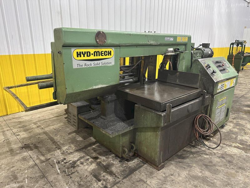 16" x 16" HYD-MECH MODEL #M-16A FULLY AUTOMATIC HORIZONTAL BANDSAW WITH POWER MITRE SWIVEL: STOC