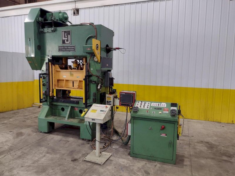 75 TON X 42" X 24" L&J MODEL #EM275 HIGH SPEED STRAIGHT SIDE STAMPING PRESS, 2.5" STROKE: STOCK