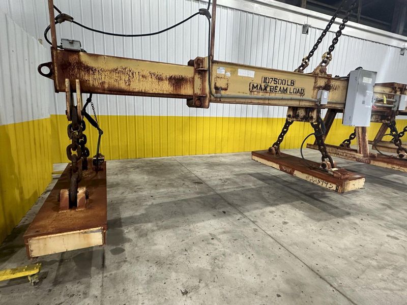 53 TON (107,500 LBS) BUSHMAN MODEL #MT420 TELESCOPING MAGNETIC SPREADER LIFTING BEAM  W/ OHIO MA