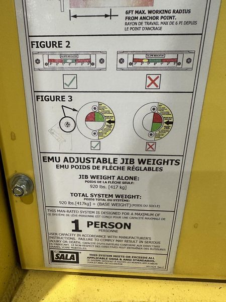 20' HIGH SALA MODEL #8530558 JIB STYLE FALL ARREST SAFETY SYSTEM: STOCK #22176