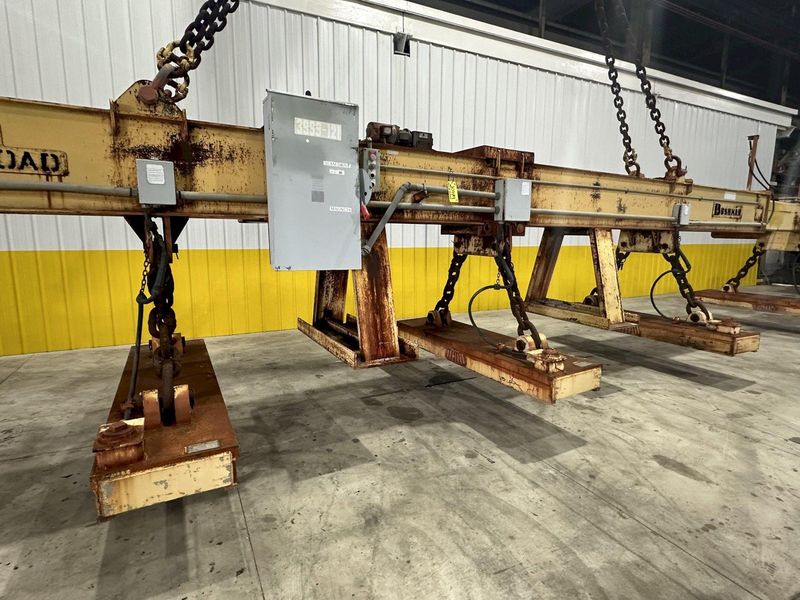 53 TON (107,500 LBS) BUSHMAN MODEL #MT420 TELESCOPING MAGNETIC SPREADER LIFTING BEAM  W/ OHIO MA