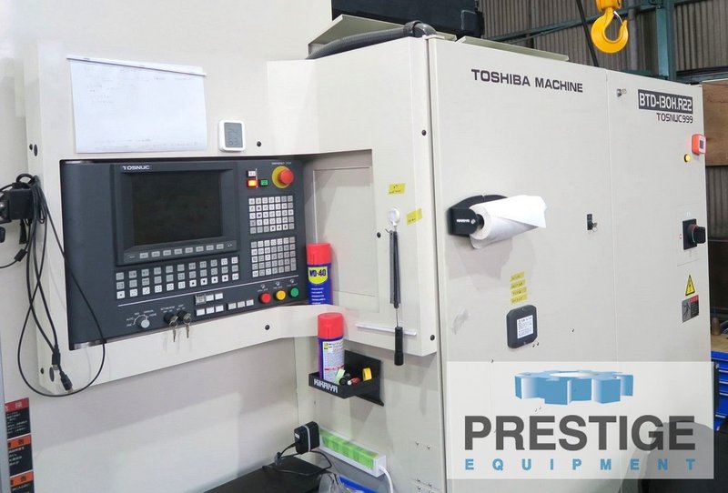 5.12" Toshiba BTD-130H.R22, X-118", Y-90", Z-63", W-27.5", 70" x86" Tbl, 2,500 RPM, 38-ATC, Tosnuc 999 CNC, 2020 #43911