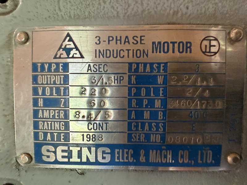 3HP VERTICAL MILL SUPERMAX YCM-2VA
