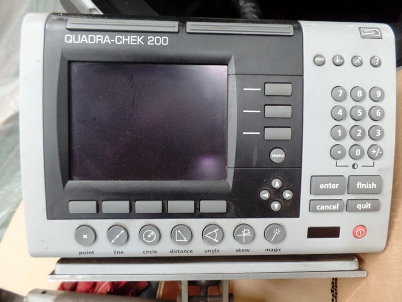 Specifications:  Model  22-2500  Screen diameter 30”  Work table 8” x 35”  Measuring travel  9” x 12”  Focus travel 3”  Lens 10 X  Allowable work load  500 lbs.  Measuring stage resolution   0.00005”  Digital screen protractor       1 minute  Helix