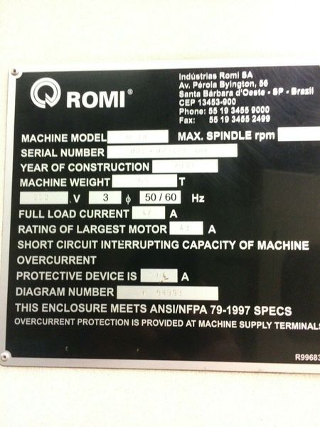 2003 Romi M20 NC/CNC Lathe Fanuc 21i-T Tailstock 16" Chuck 20"x60"