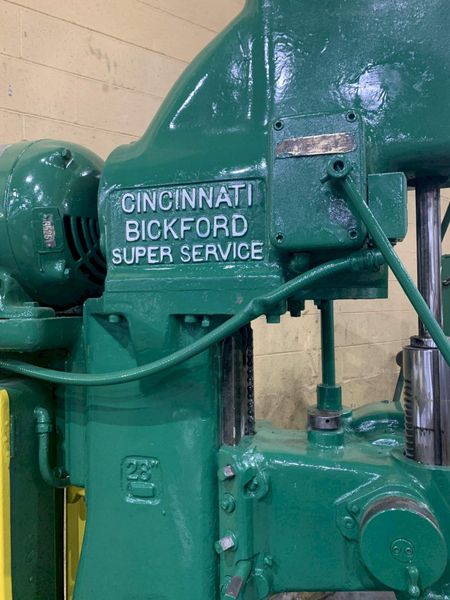 28' CINCINNATI BICKFORD SINGLE SPINDLE DRILL: STOCK #72623