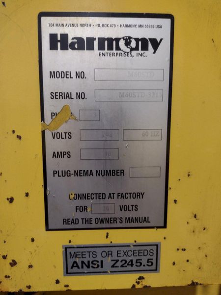HARMONY MODEL #M60STD DOWNSTROKE HYDRAULIC BALER: STOCK #18796