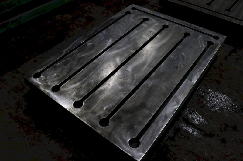 43-1/2" X 59" X 4" T SLOTTED STEEL LAYOUT PLATE: STOCK #73768