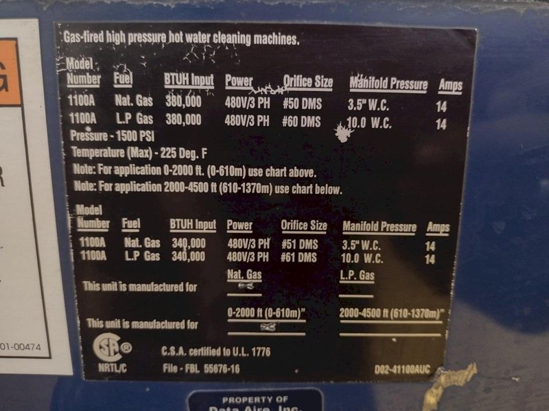 GALAXY CHEMICAL SYSTEMS MODEL 512 HIGH PRESSURE CLEANING MACHINE WASHER: STOCK 17892