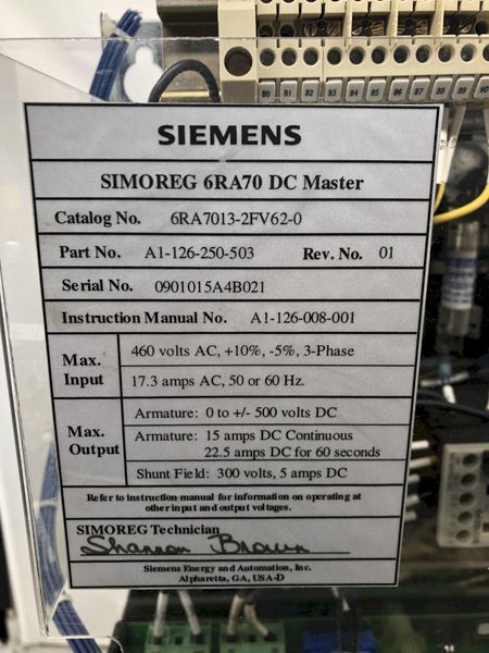 SIEMENS SIMOREG 6RA7018-6FV62-0-Z DC-CONVERTER: STOCK #18076