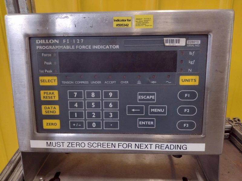 DILLON MODEL FI-127 PROGRAMMABLE FORCE INDICATOR & LOAD CELL: STOCK #17111