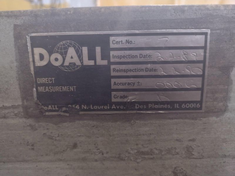 36" X 72" X 12" DOALL GRADE B GRANITE SURFACE PLATE WITH STAND: STOCK  #11273