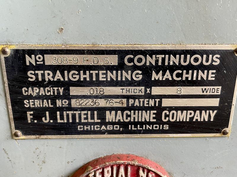 8" X .018" LITTELL MODEL #308-9PDS 9 ROLL POWERED COIL STRIP STRAIGHTENER: STOCK #15445