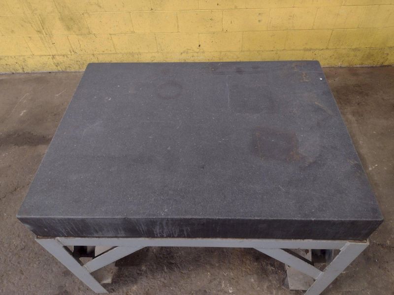36" X 48" x 6.25" BLACK GRANITE PLATE WORK TABLE ON WHEELS: STOCK #17862