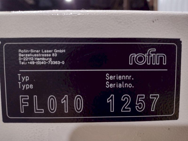 1000 WATT ROFIN MODEL #FL-010 FIBRE LASER MACHINE: STOCK #19372