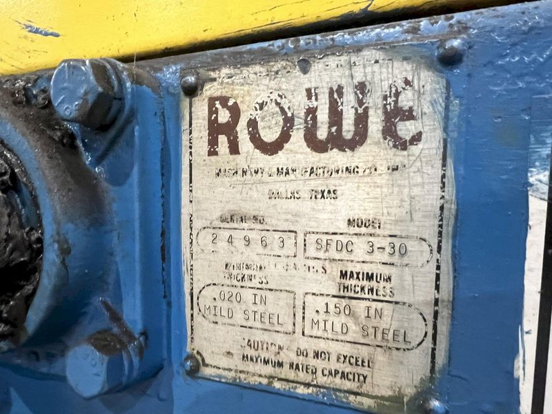 30" X .150" ROWE MODEL #SFDC 3-30 POWERED COIL STRIP STRAIGHTENER: STOCK #19804