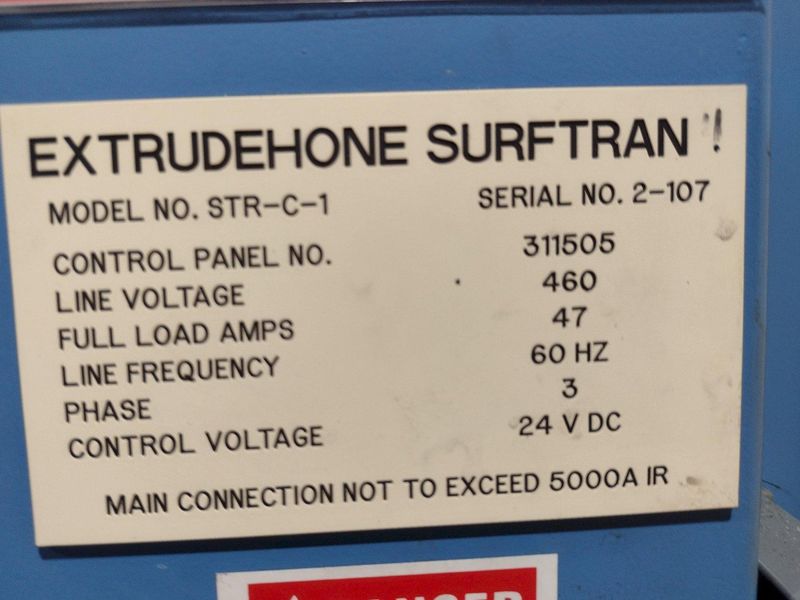 EXTRUDE-HONE / SURFTRAN MODEL #STR-C-1 HIGH PRESSURE PARTS WASHER SYSTEM: STOCK #19370