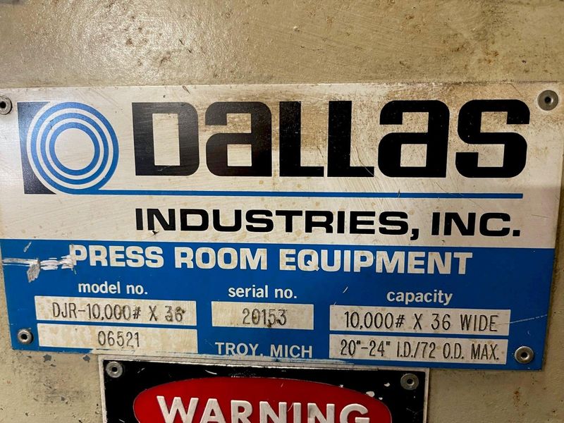 10,000 lbs x 36" Dallas Coil Reel and Powered Straightener