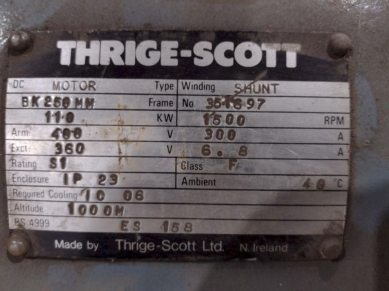 110 KW X 1500 RPM THRIGE SCOTT DC MOTOR: STOCK #22229