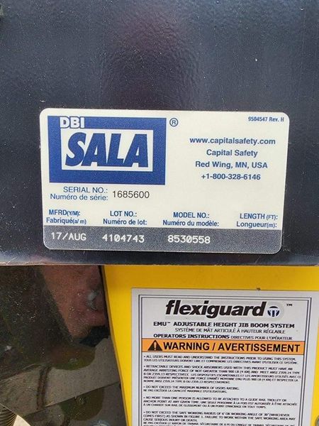 20' HIGH SALA MODEL #8530558 JIB STYLE FALL ARREST SAFETY SYSTEM: STOCK #22176