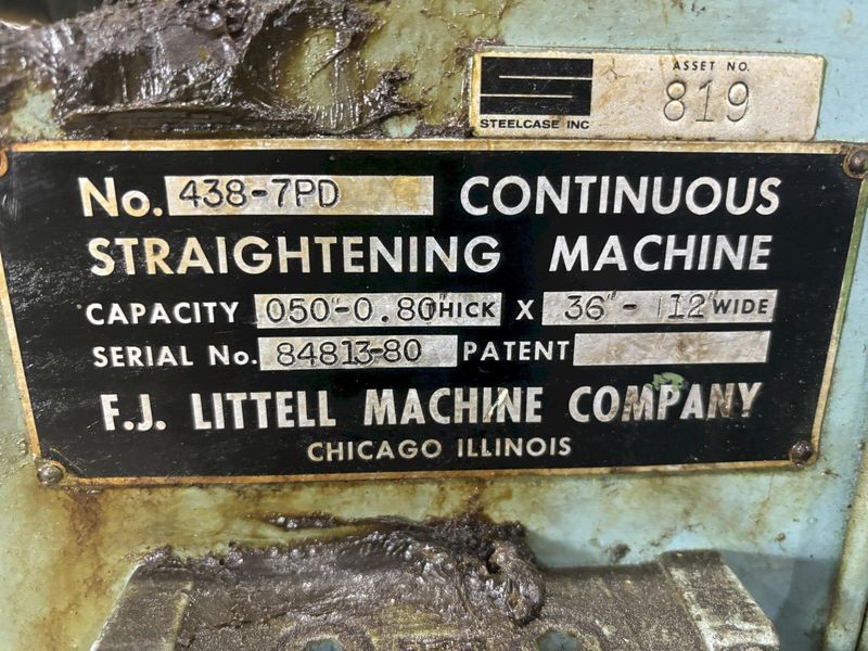 36” X .050” (12” X .080”) LITTELL HEAVY DUTY STRAIGHTENER WITH PEELER AND HOLD DOWN ARM: STOCK #