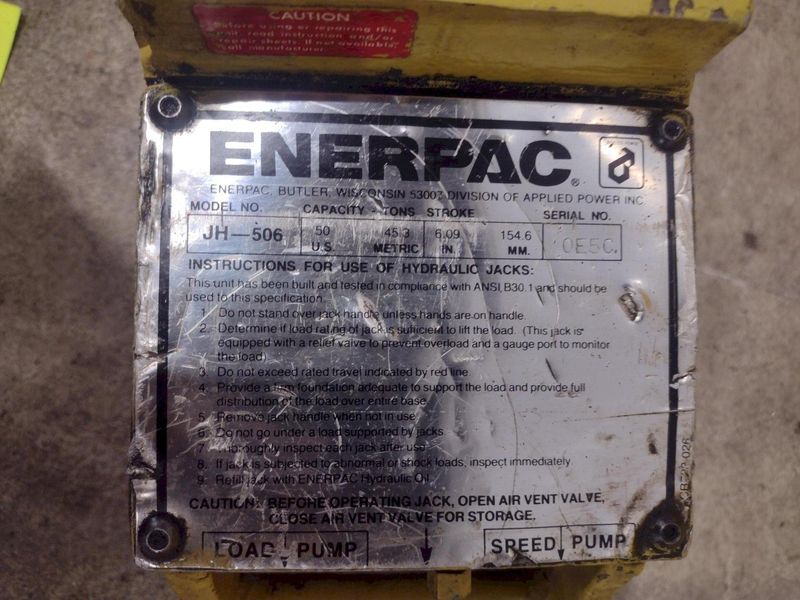 50 TON ENERPAC JH-506 HYDRAULIC BOTTLE JACK: STOCK #23567