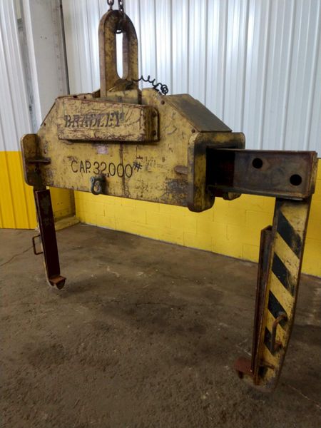 32,000 LB 16 TON X 20" TO 74" X 72" OD BRADLEY CRANE MOTORIZED COIL GRAB: STOCK 13231