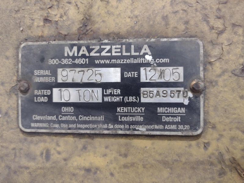 10 TON X 40" WIDE MAZZELLA C-HOOK CRANE COIL LIFTER: STOCK #23568