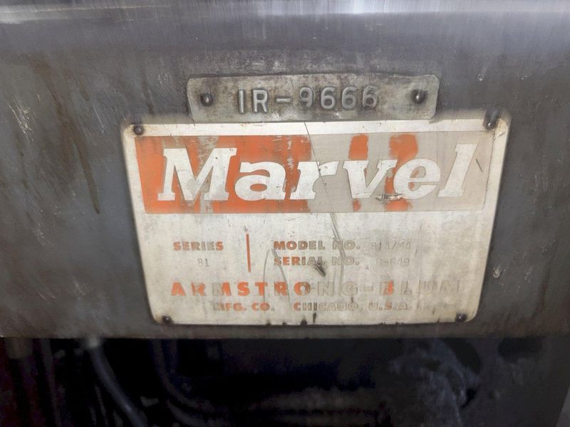 18” X 20” MARVEL MODEL #81/M4 AUTOMATIC MITRE HEAD VERTICAL BAND SAW & FEED TABLE: STOCK #23277