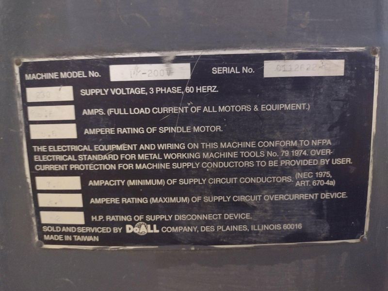 2 HP DOALL MODEL @PM-200V RAM TYPE VERTICAL MILL WITH POWER FEED & DRO: STOCK #22880