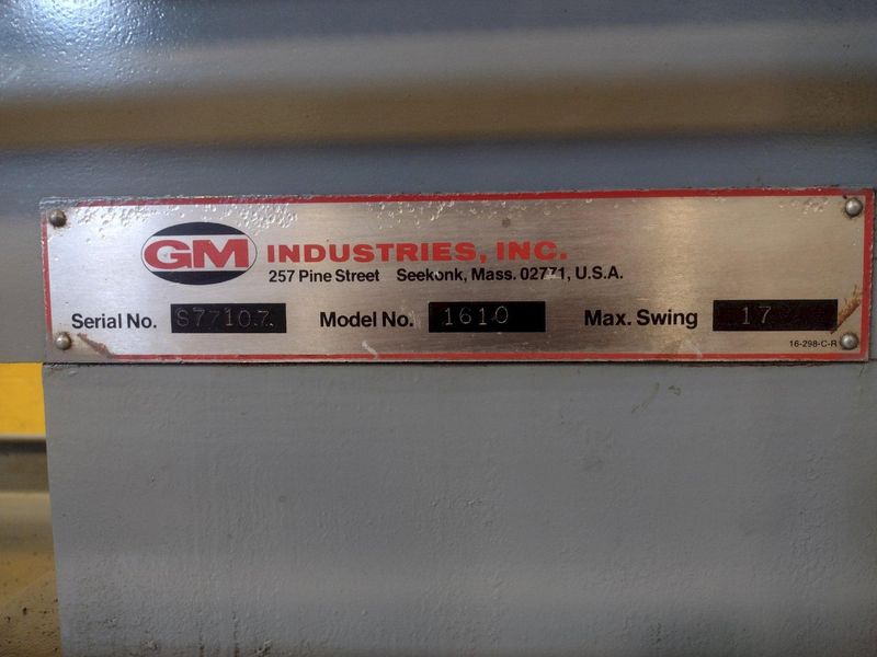 17" X 60" GM SPRINGFIELD MODEL 1610 ENGINE LATHE, 1.75" HOLE: STOCK 17347
