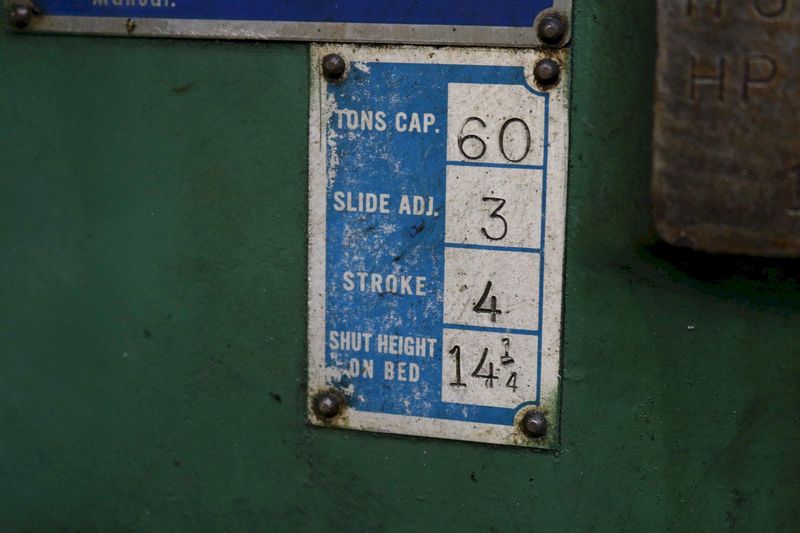 60 TON BLISS BACKGEARED OBI PRESS: STOCK #71636