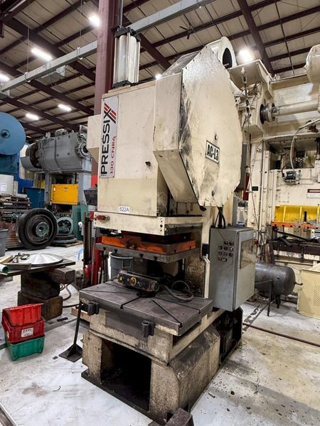 130 ton Pressix Adjustable Stroke Metal Stamping Gap Frame Back Geared Press, Year 2006