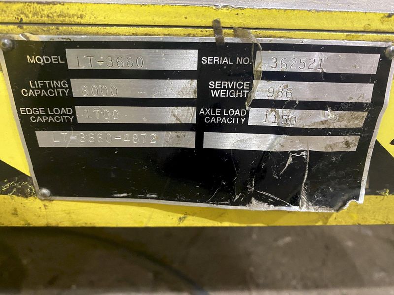 6,000 LB. MODEL LT3660, 48" X 72" TABLE ELECTRIC/HYDRAULIC SCISSOR LIFT TABLE: STOCK #19943