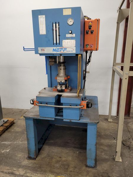 29.5 Ton Neff Model D25-5HS Bench Mounted Hydraulic Press, dual palms, 1995