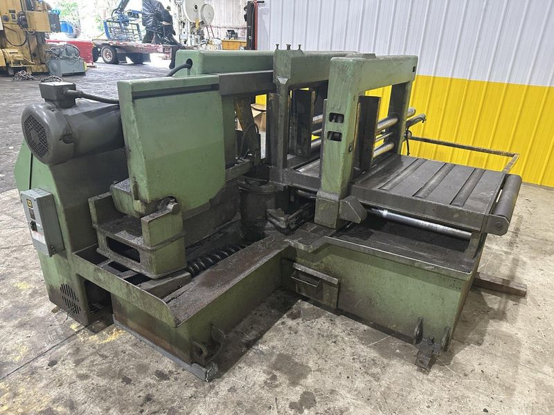 16" x 16" HYD-MECH MODEL #M-16A FULLY AUTOMATIC HORIZONTAL BANDSAW WITH POWER MITRE SWIVEL: STOC